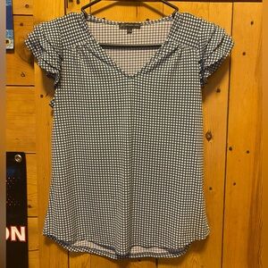 Adrianna Papell Navy Checkered Blouse